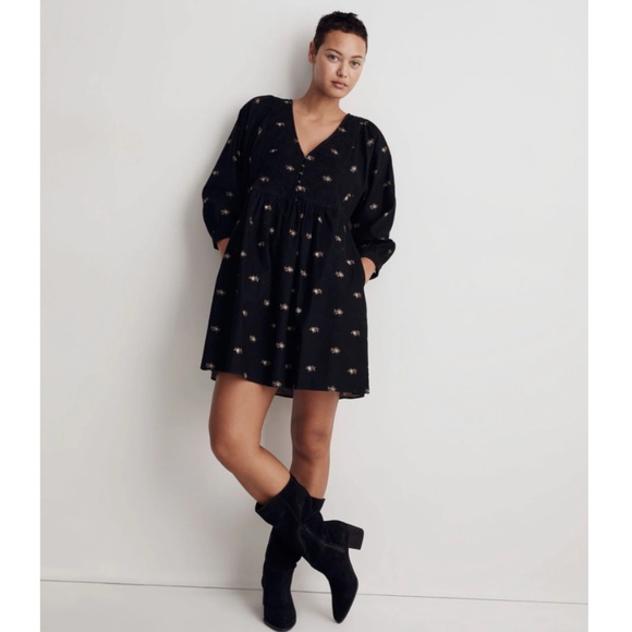 MADEWELL | Corduroy Quilted-Bib Mini Dress in Blurred Ikat - Picture 2 of 4